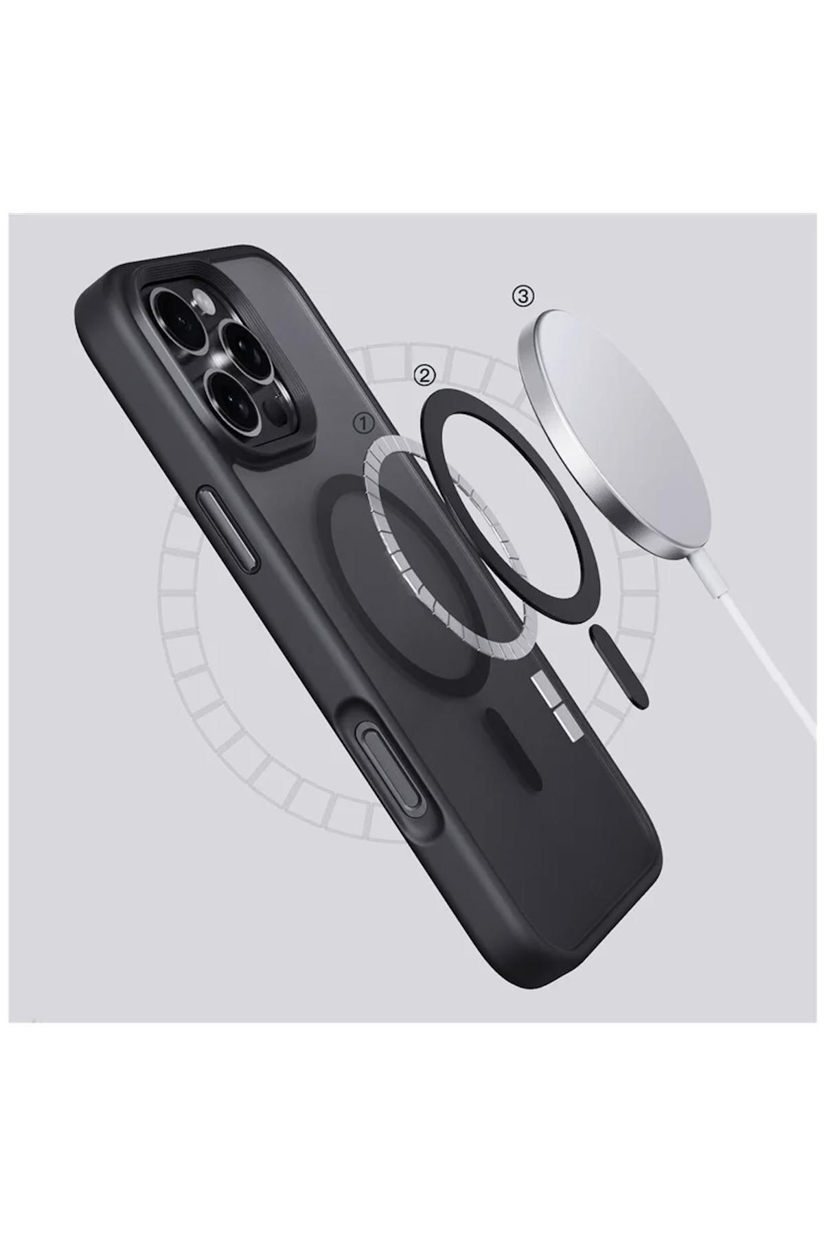 Apple iPhone 16 Uyumlu Kılıf Zebana Fros Silikon Kılıf (Kablosuz Şarj Destekli) Desert Titanyum