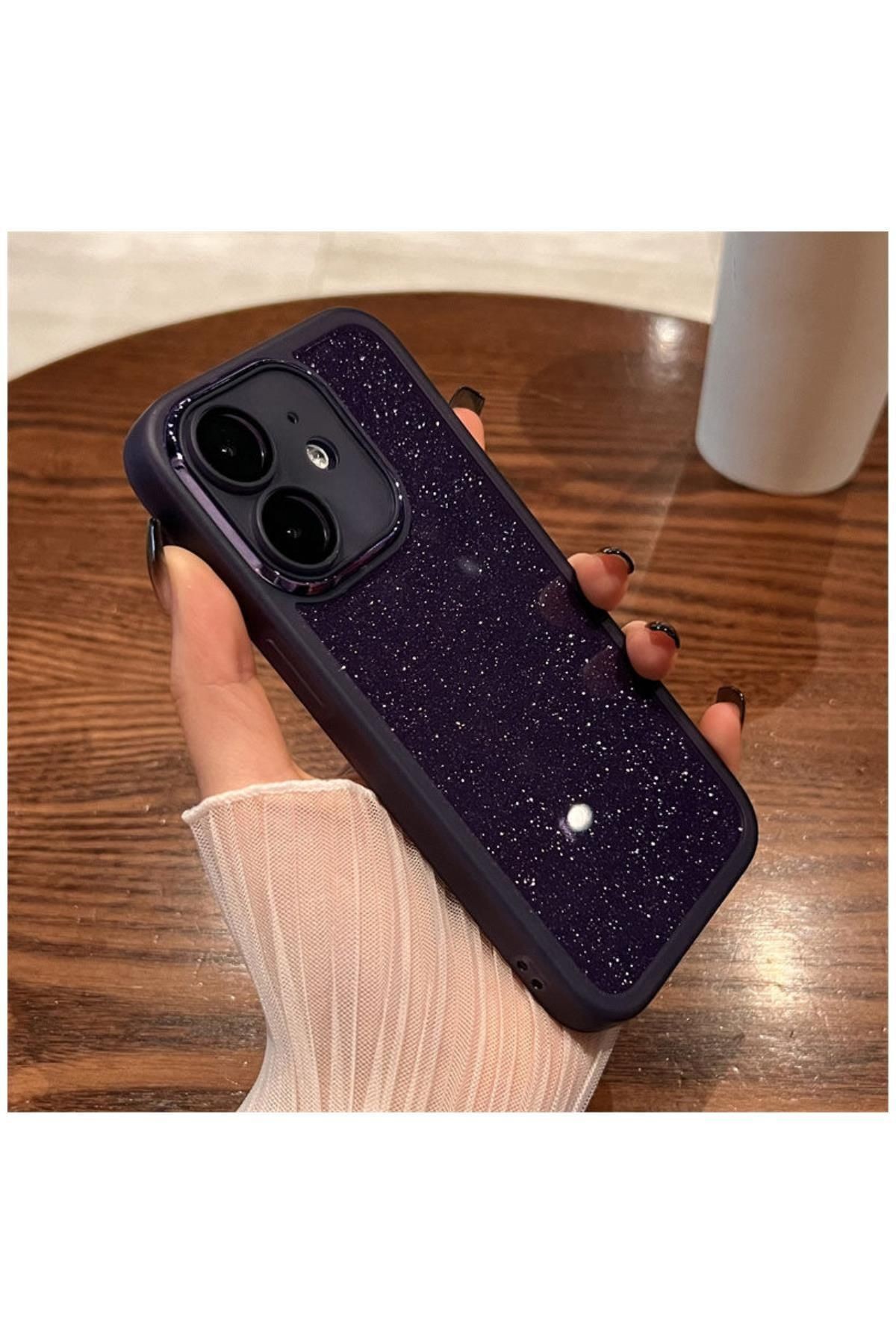 Apple Iphone 11 Uyumlu Kılıf Işıltım Silikon Kılıf - Kamera Lens Korumalı Derin Mor