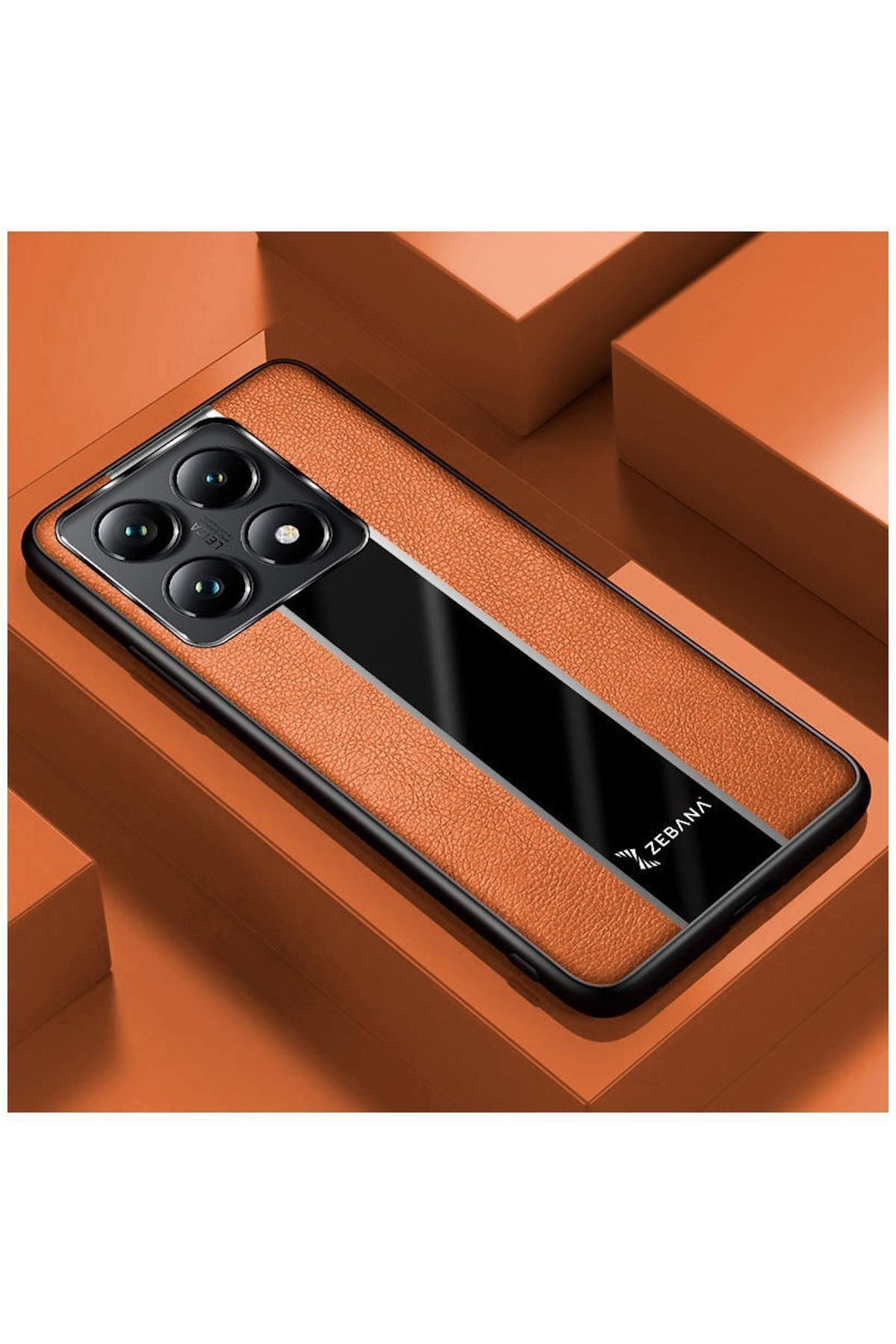 Xiaomi Mi 14T Uyumlu Kılıf Zebana Premium Deri Kılıf Kahverengi