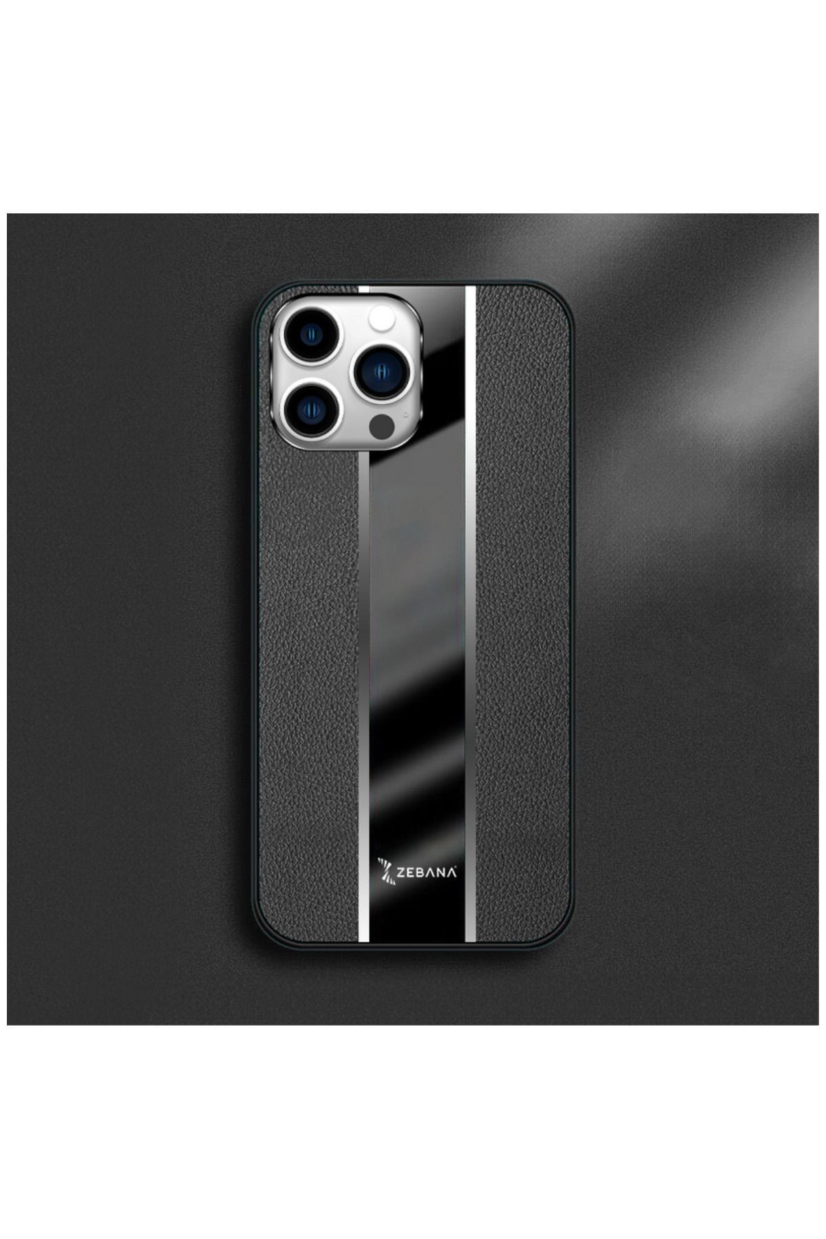 Apple Iphone 12 Pro Max Uyumlu Kılıf Zebana Premium Deri Kılıf Siyah