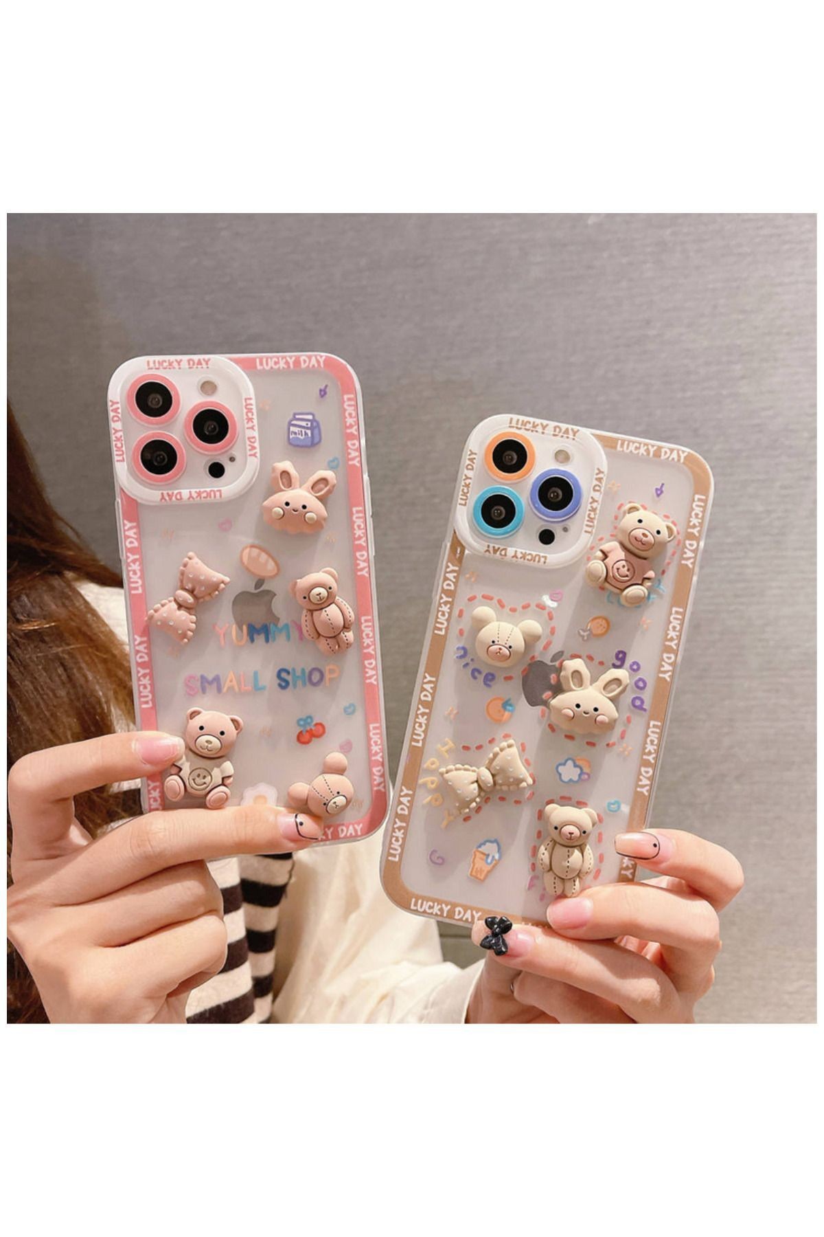 Apple Iphone 11 Pro Max Uyumlu Kılıf Bear And Rabbit Silikon Kılıf Lila