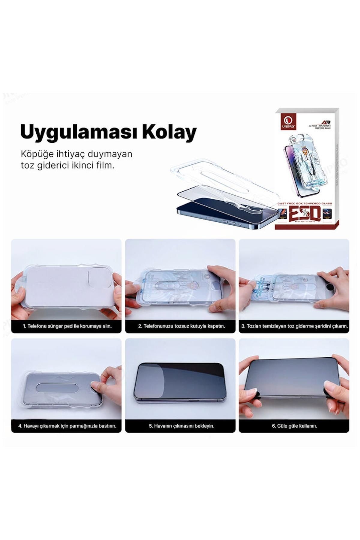 Apple iPhone 16 Pro Uyumlu Zebana Kolay Takma Aparatlı Hayalet Cam Ekran Koruyucu Siyah