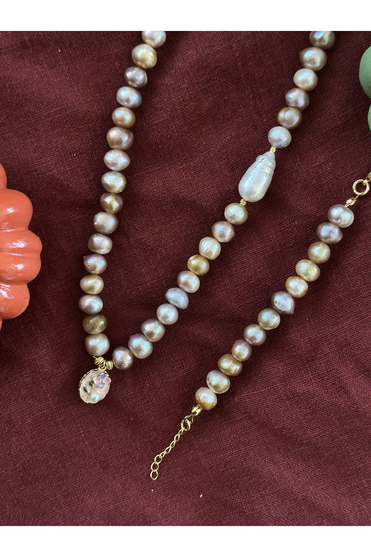 Bronz İnci Set Kolye Bileklik