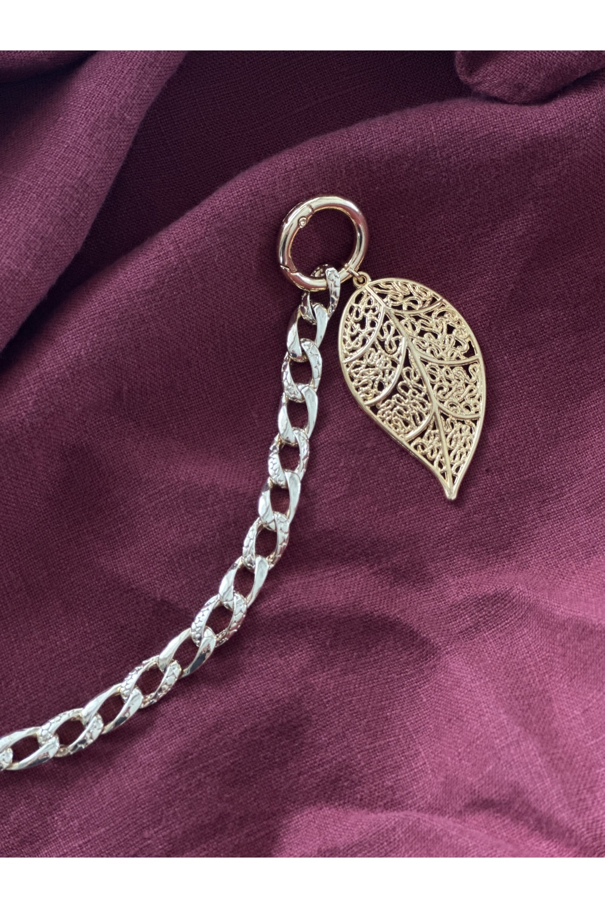 Yaprak Charm Çanta Denim Aksesuarı