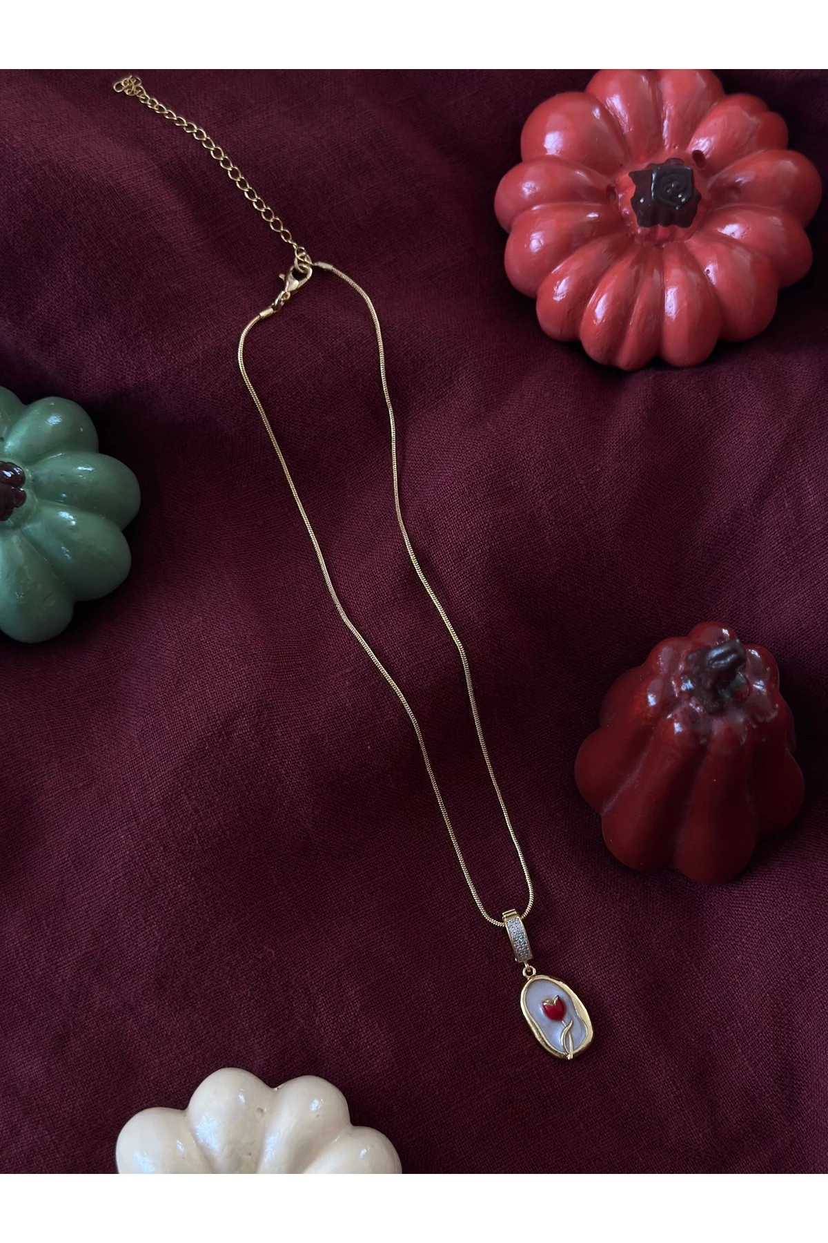 Çiçek Charm Gold Kolye