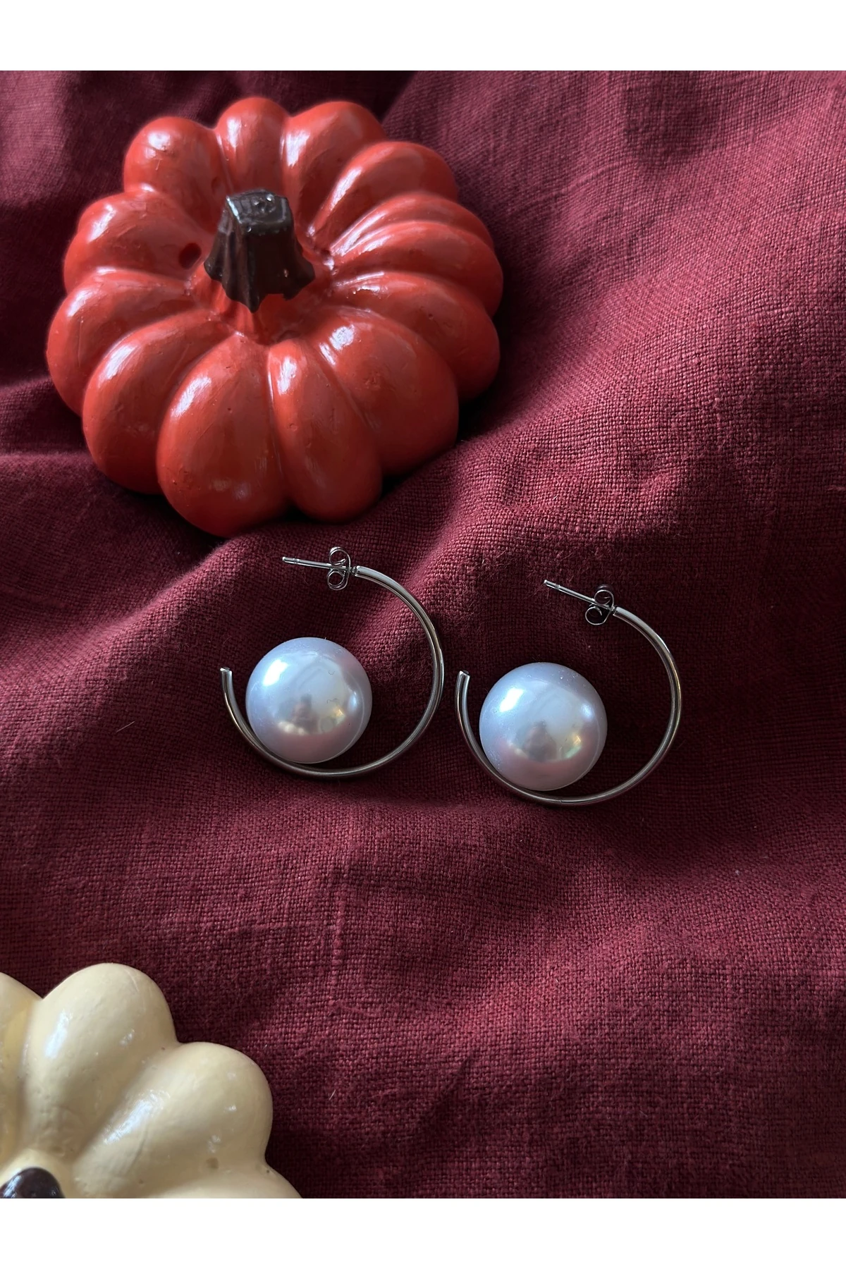 Silver Orbita Pearl Hoops