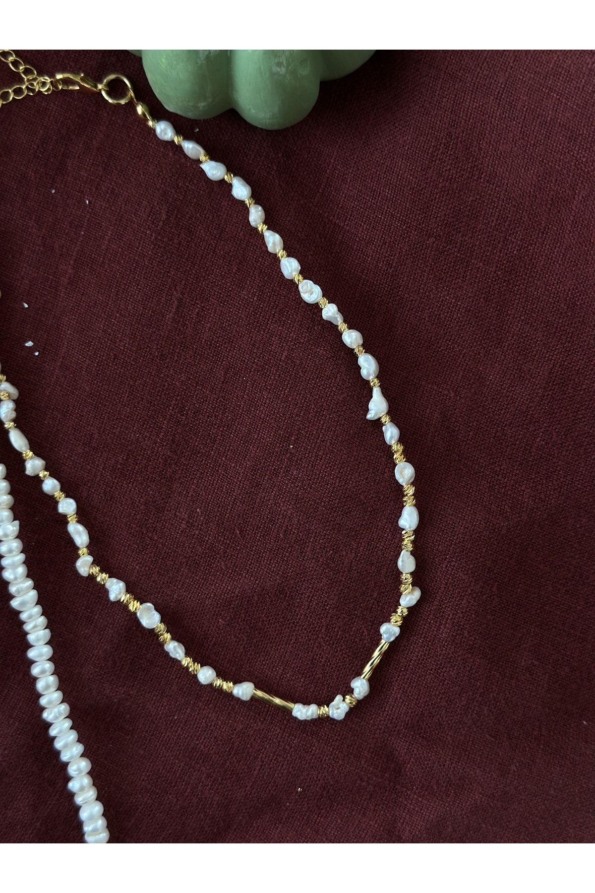 Göz Charm Mini İnci İkili Kolye set
