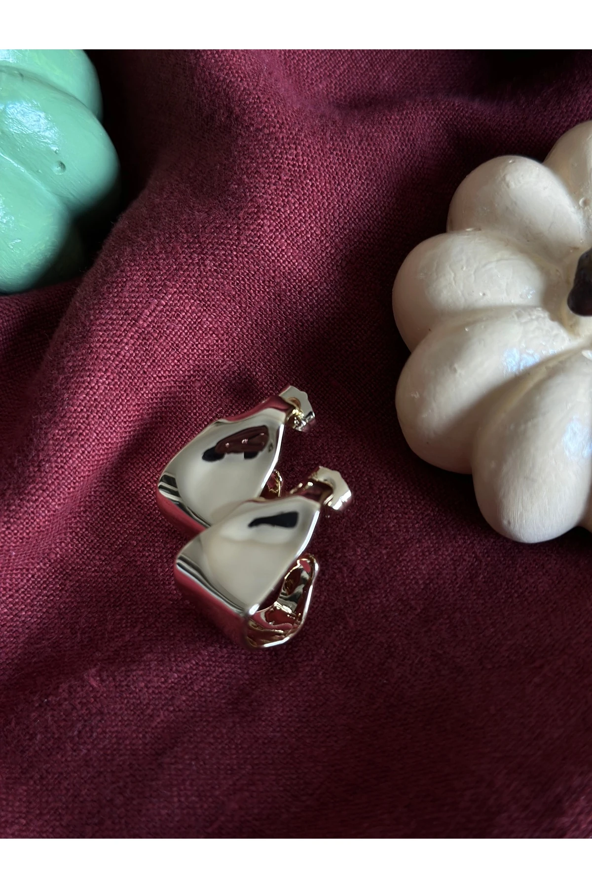 Gold Geometrik Küpe