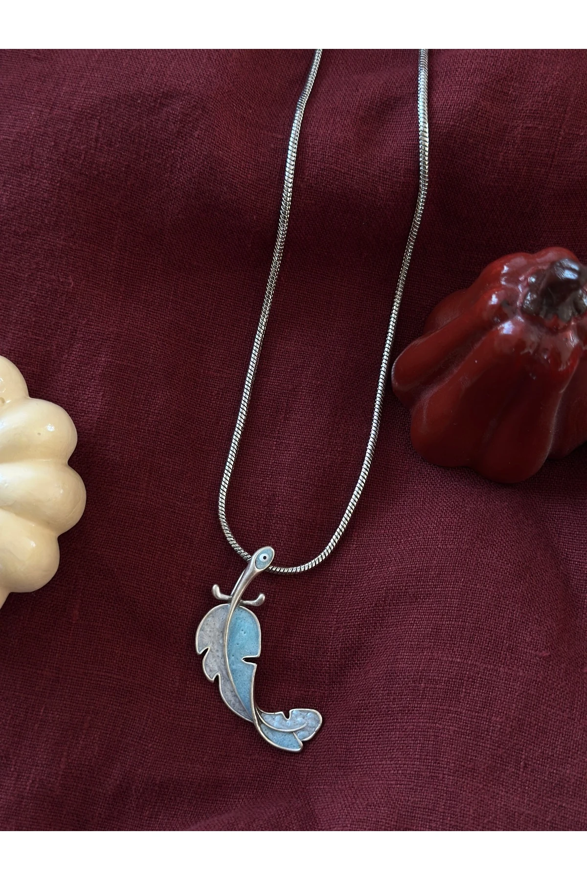 Yaprak Sembol Gumus Kolye