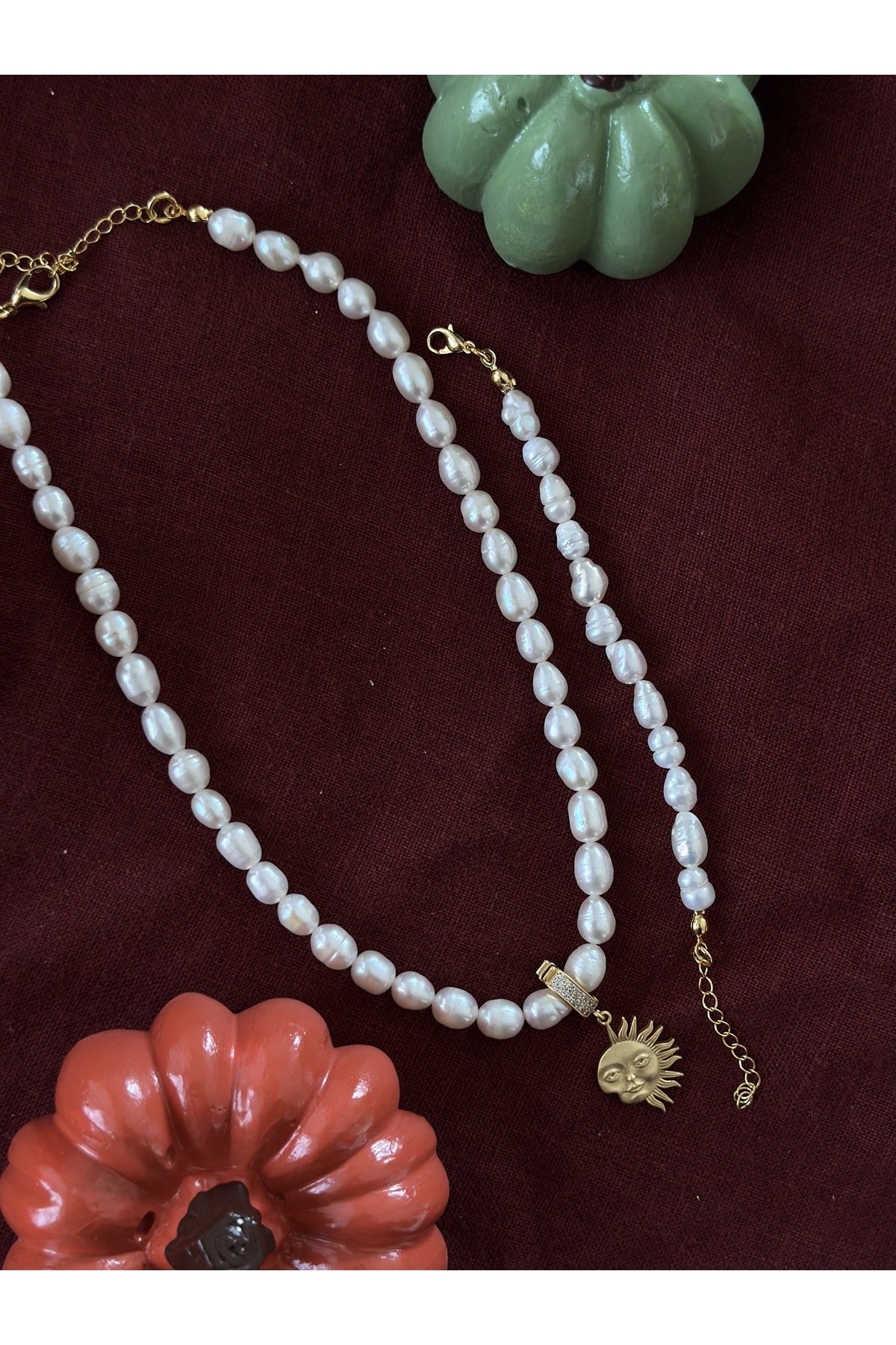 Güneş Charm İnci Set Kolye Bileklik