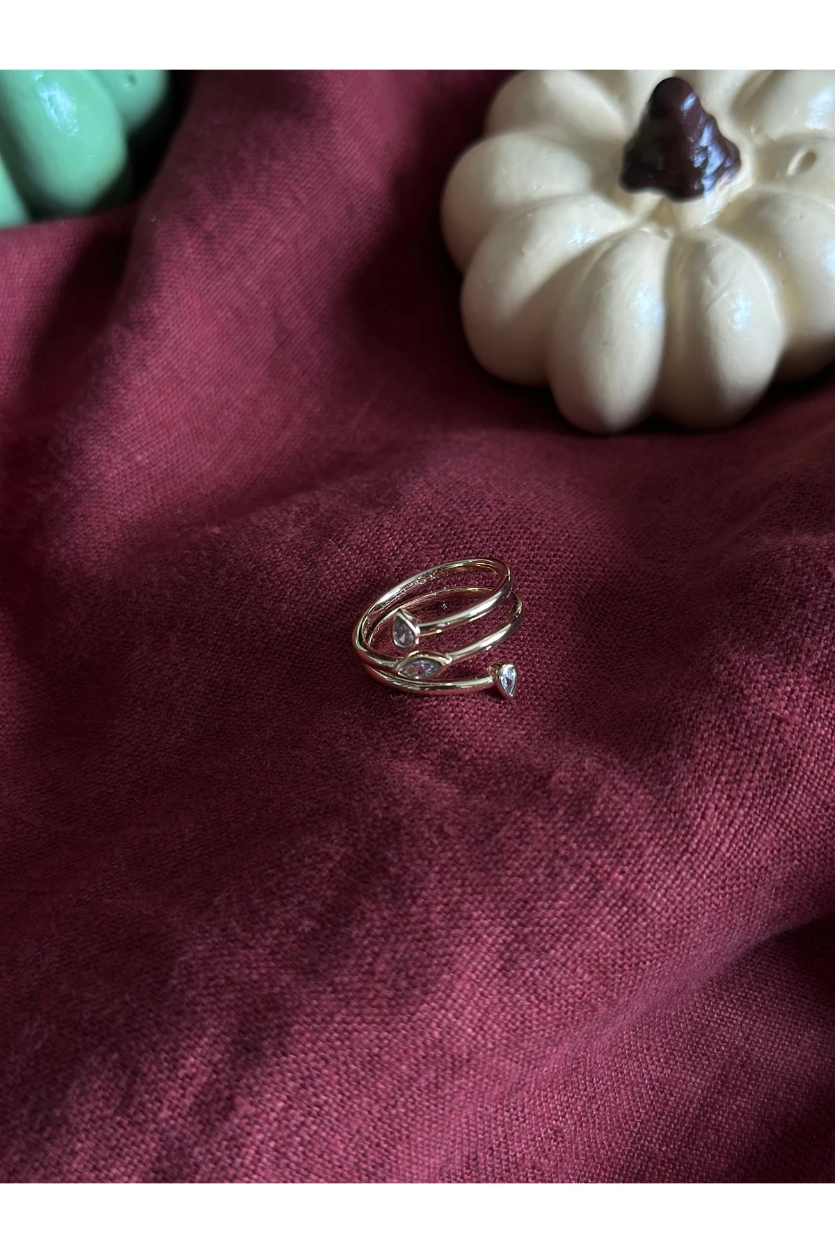 Çift Taşlı Spiral Yüzük