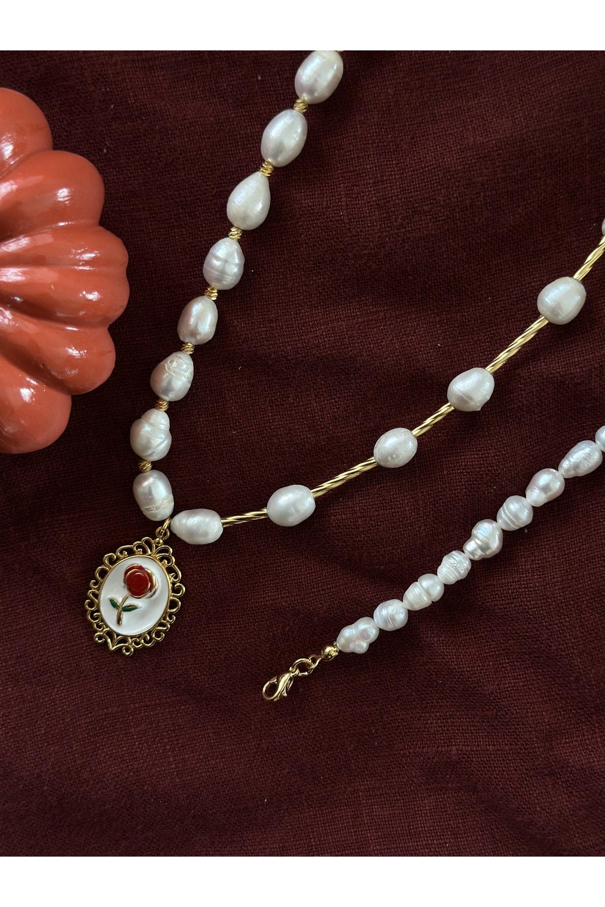 İnci Rose Set Kolye Bileklik