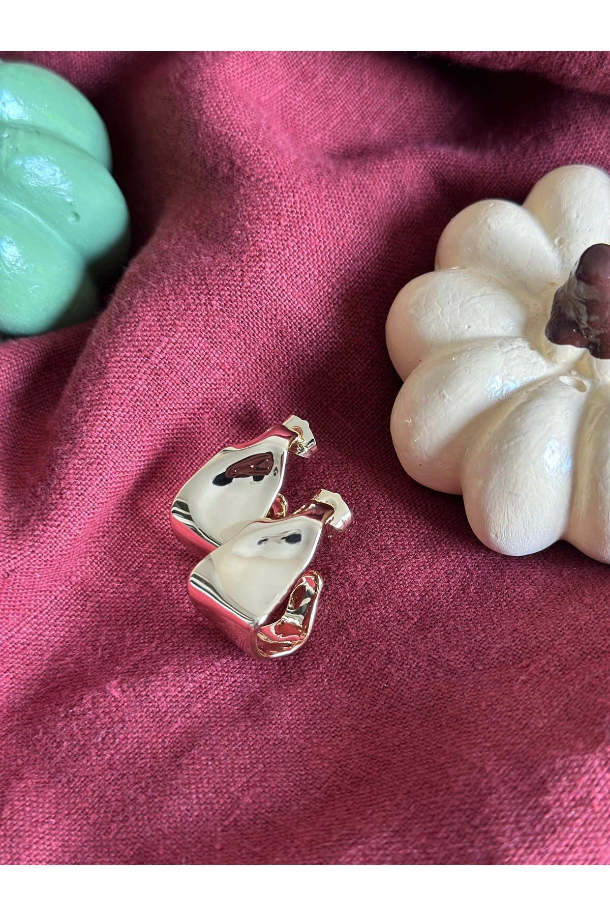 Gold Geometrik Küpe