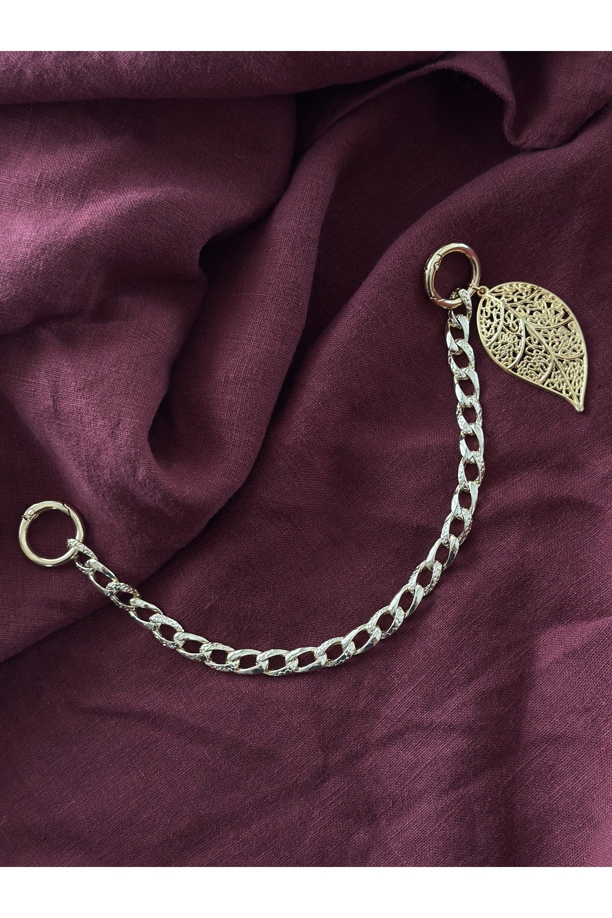 Yaprak Charm Çanta Denim Aksesuarı