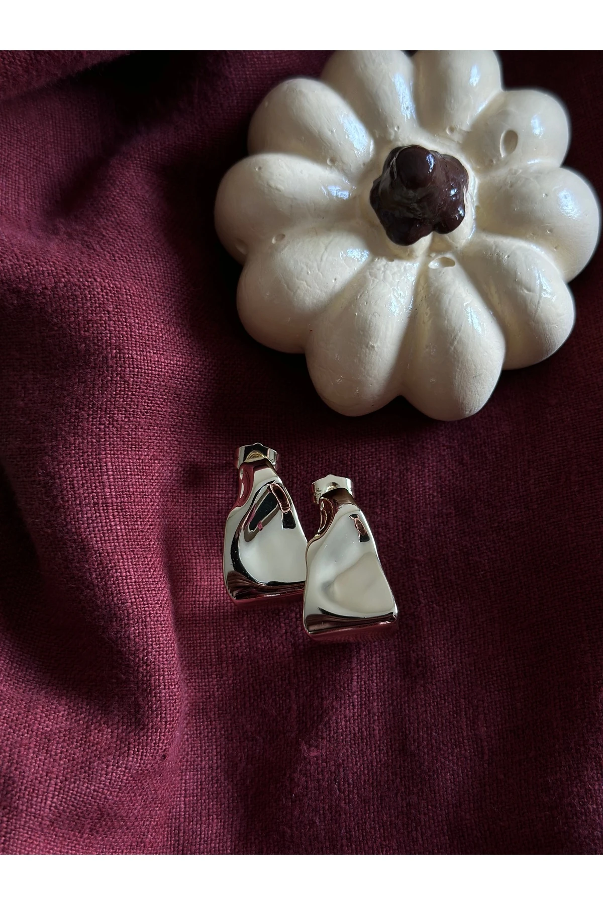 Gold Geometrik Küpe