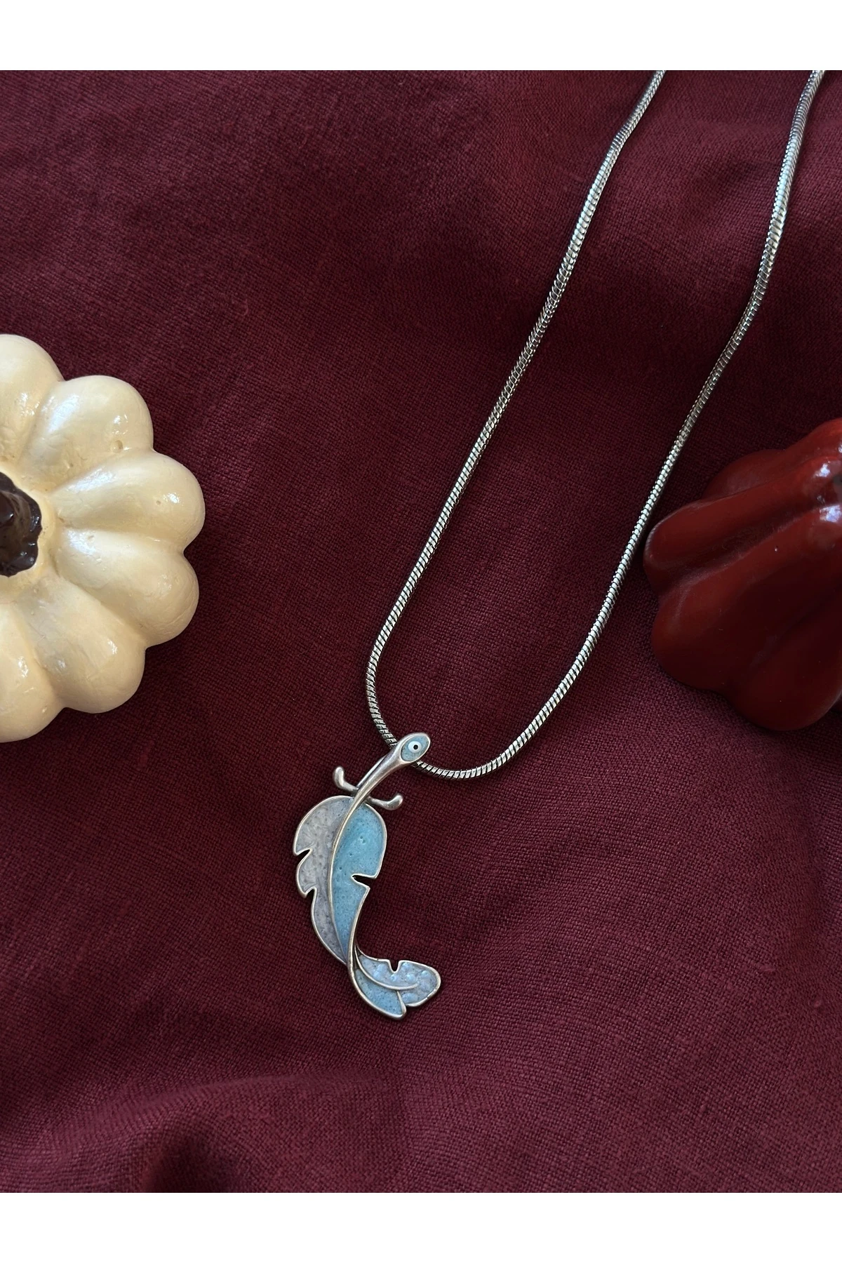 Yaprak Sembol Gumus Kolye