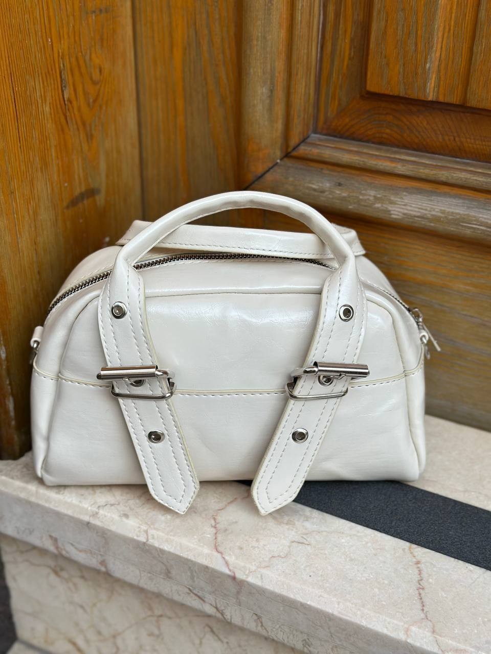 Urban Buckle Metal Tokalı  Kadın Omuz Çatası BP-4864O - Krem