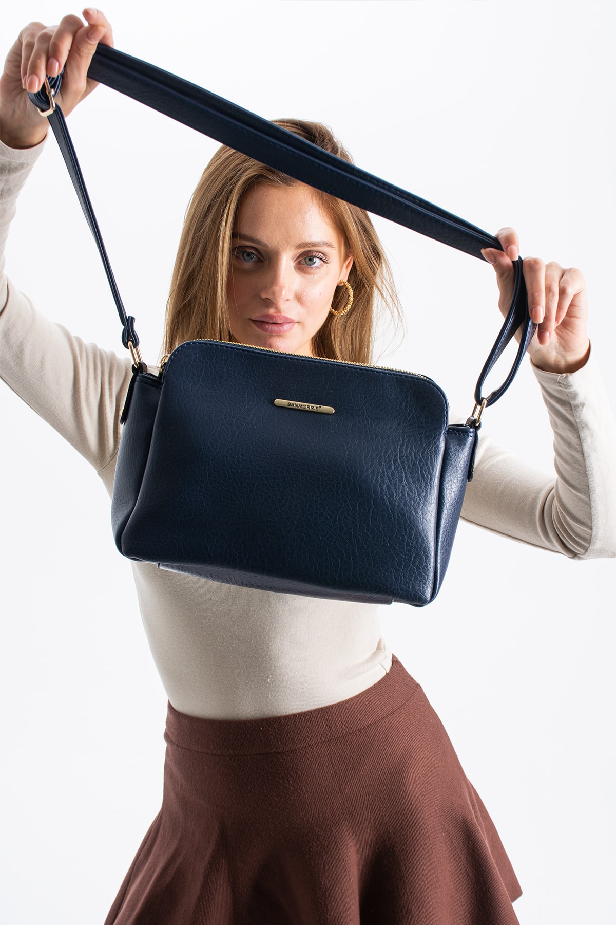 3 Bölmeli Kadın Çapraz Çanta Rafa - Lacivert