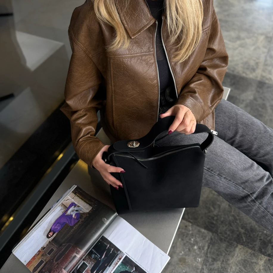 Süet Kapsül Premium Kadın Omuz Çantası