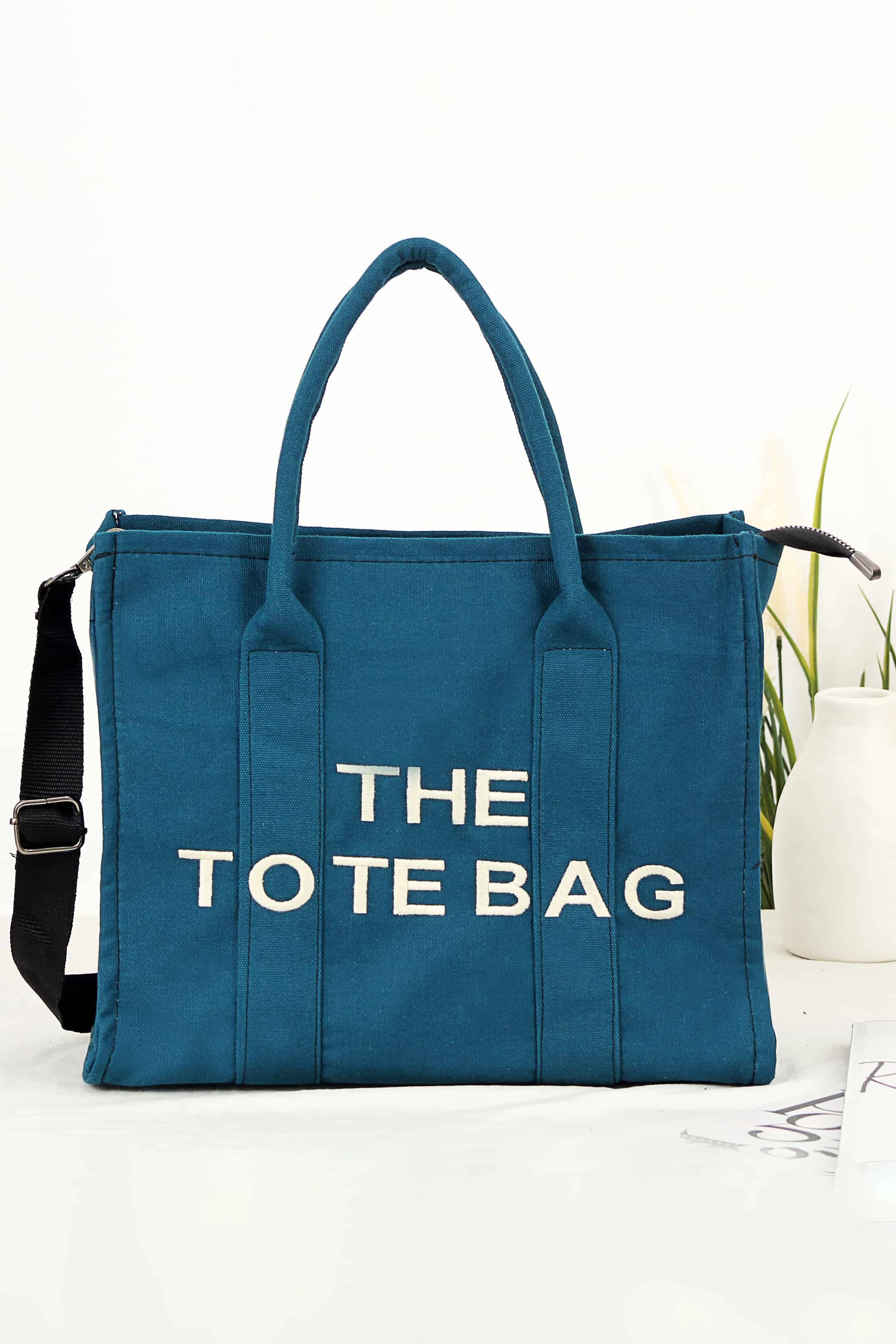 Kumaş El Askılı Kadın Omuz Çantası The Totebag - Petrol Mavisi