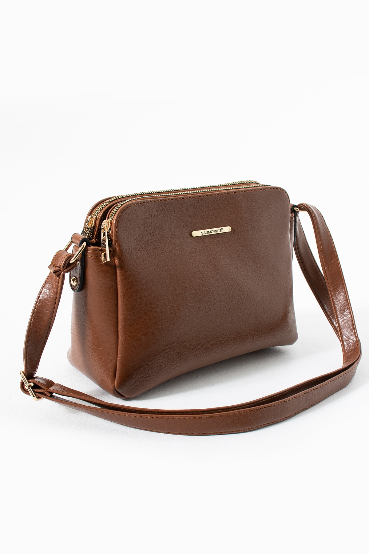 3 Bölmeli Kadın Çapraz Çanta Rafa - Taba