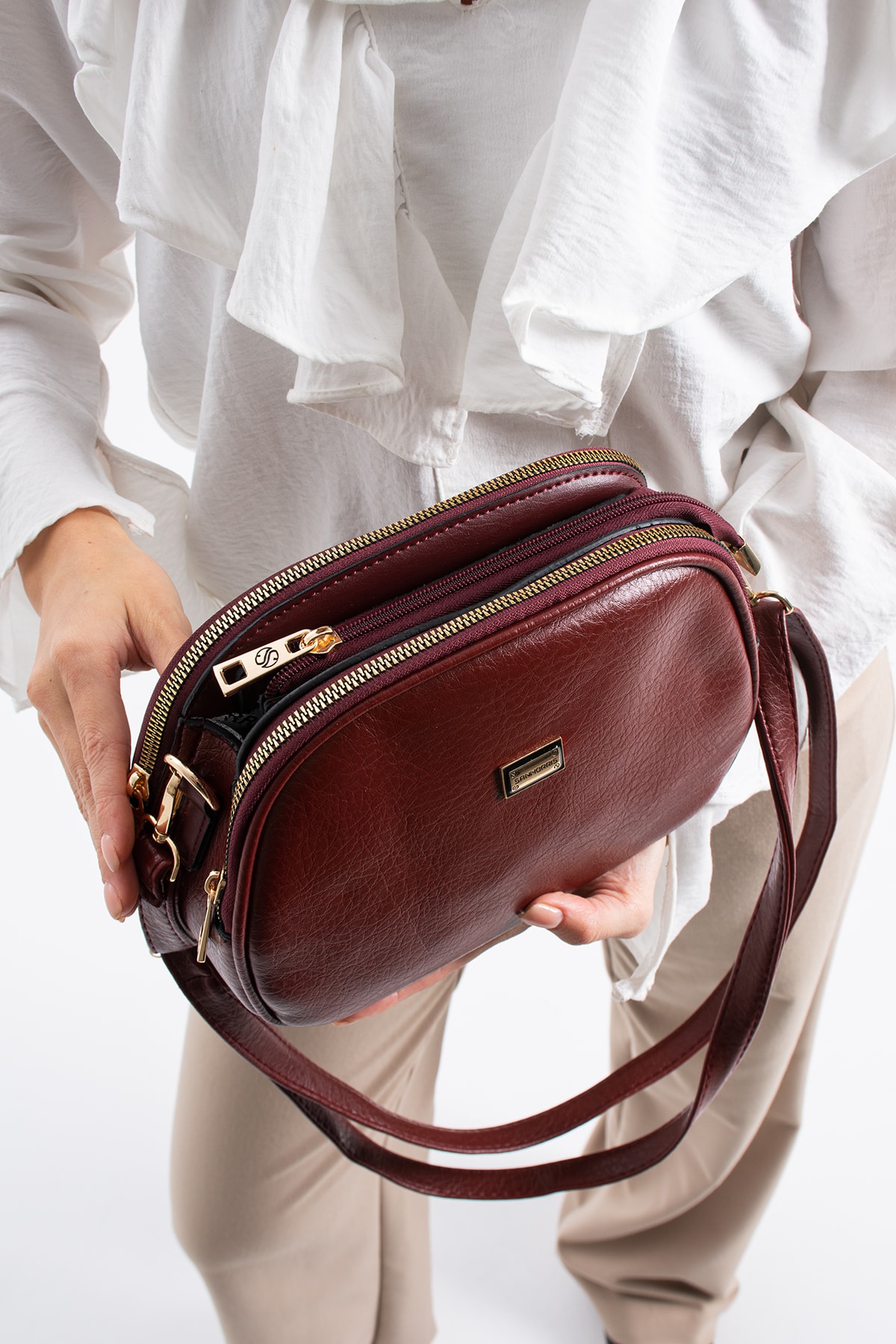 4 Bölme Çapraz Kadın Çantası Ruth 1435 - Bordo