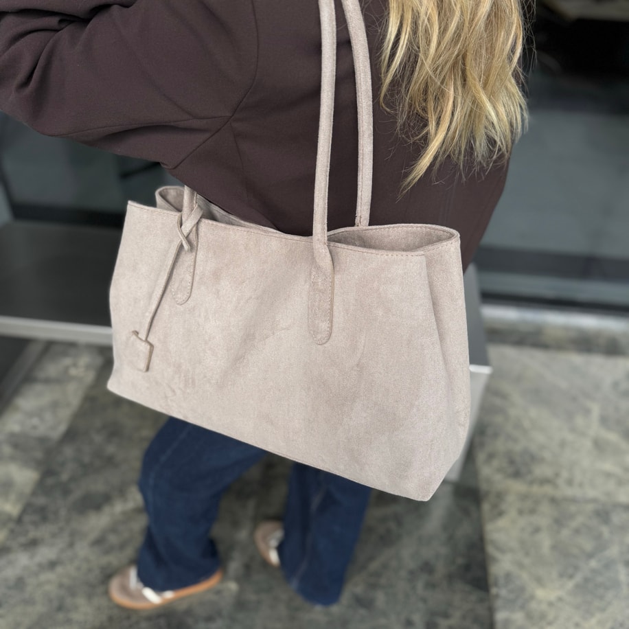 Süet Omuz Kadın Kol Çantası Miles - Krem