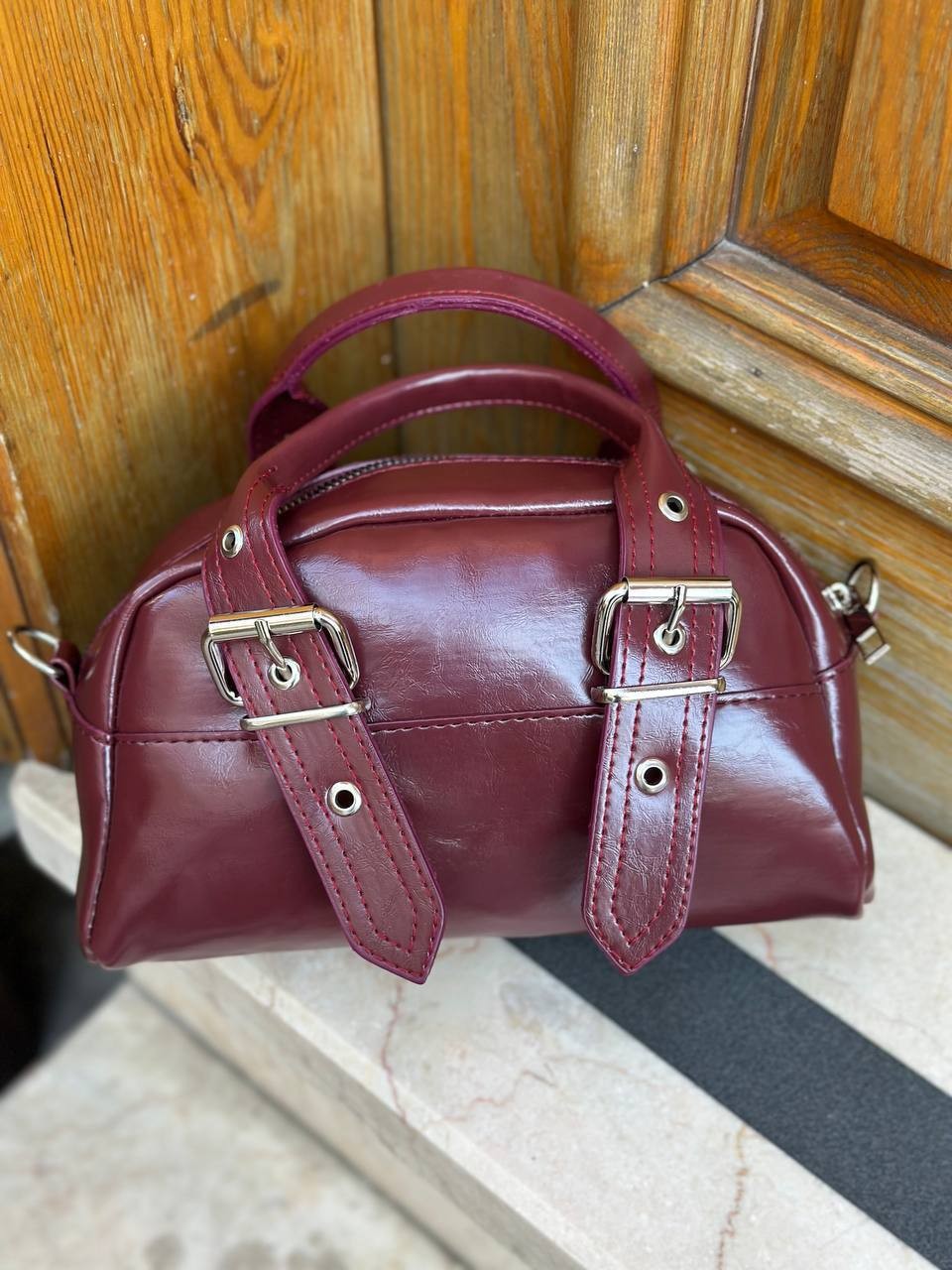 Urban Buckle Metal Tokalı  Kadın Omuz Çatası BP-4864O - Bordo