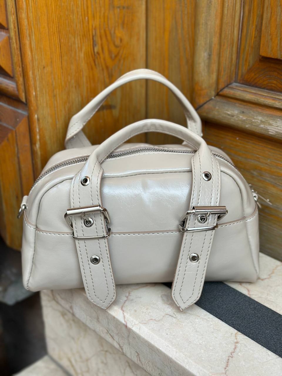 Urban Buckle Metal Tokalı  Kadın Omuz Çatası BP-4864O - Vizon