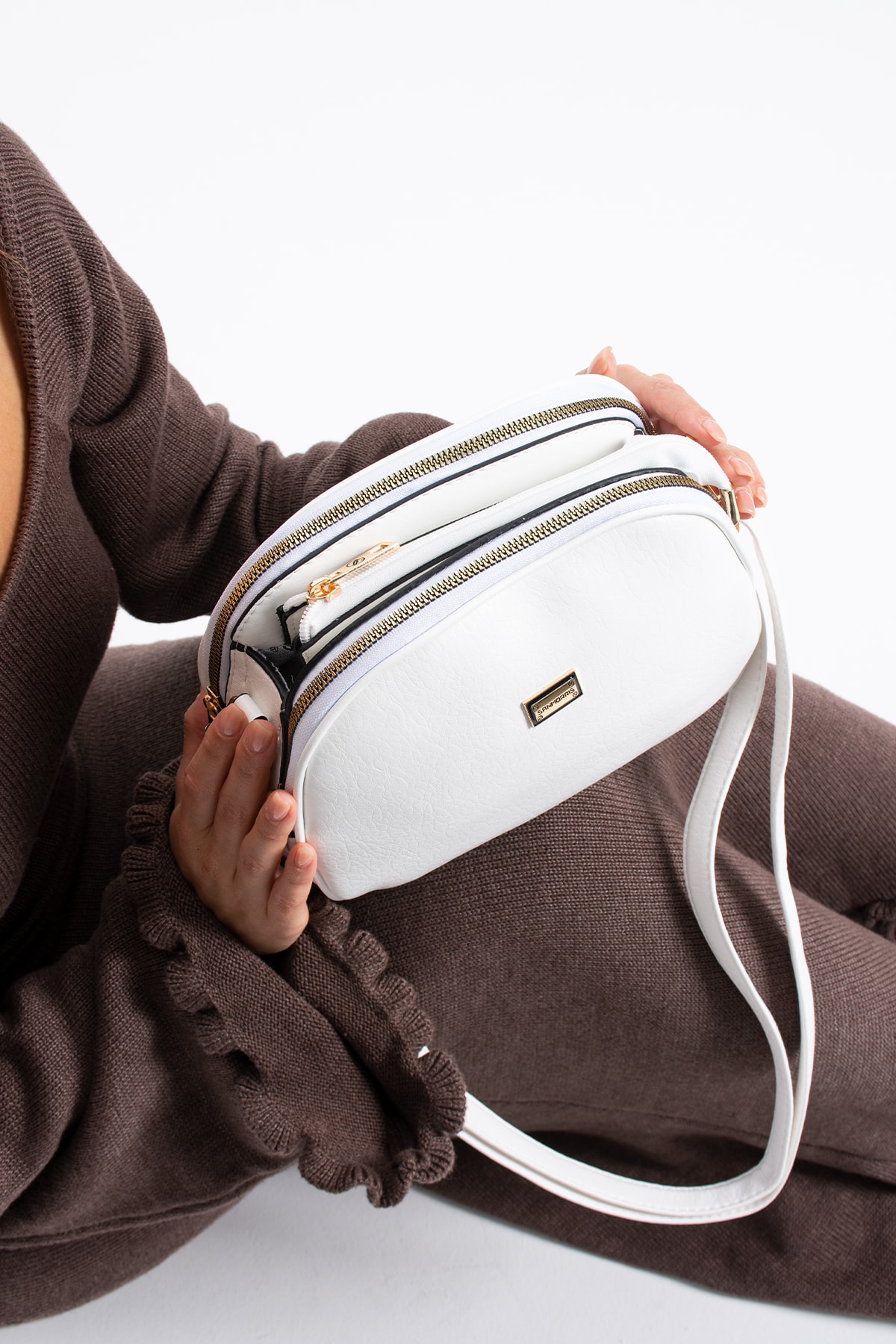 4 Bölme Çapraz Kadın Çantası Ruth 1435 - Beyaz