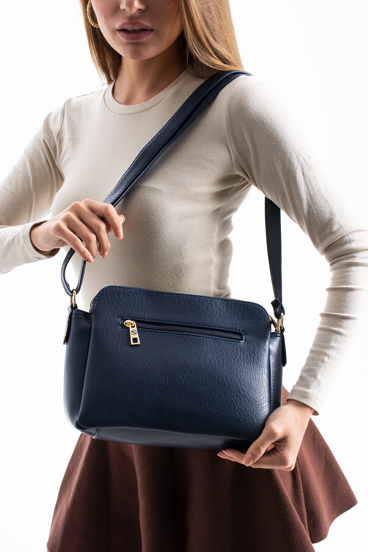 3 Bölmeli Kadın Çapraz Çanta Rafa - Lacivert