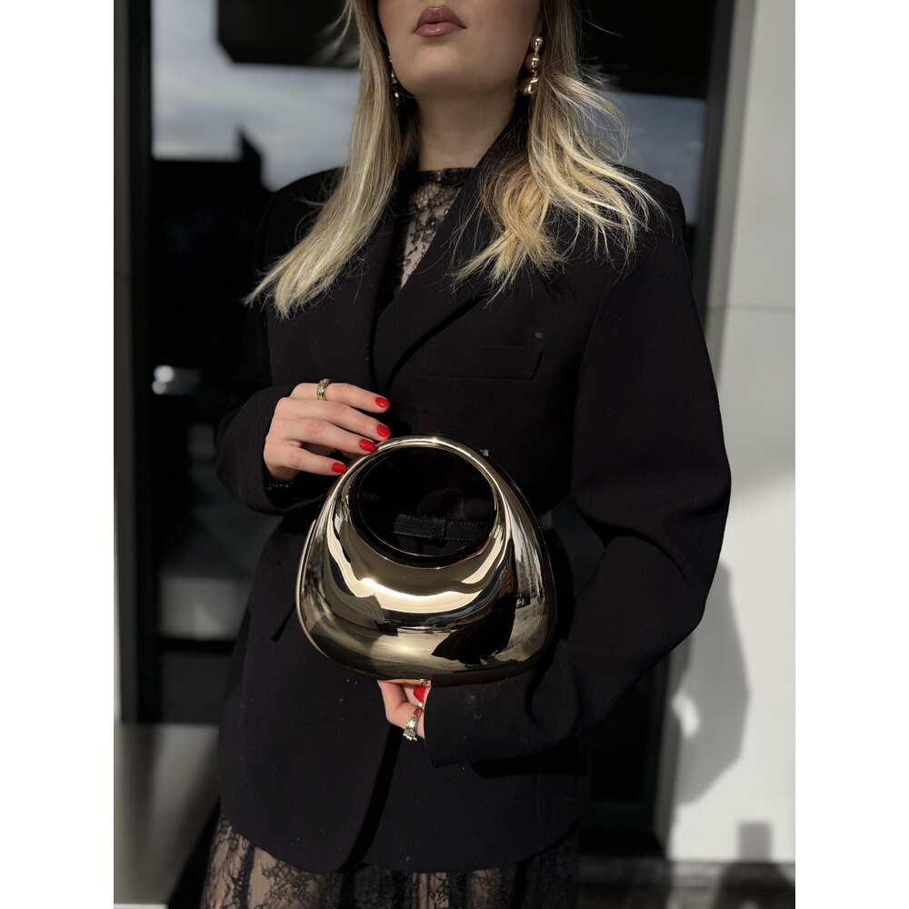 Glaze Metalik Ay Form Kadın Çanta - Gold