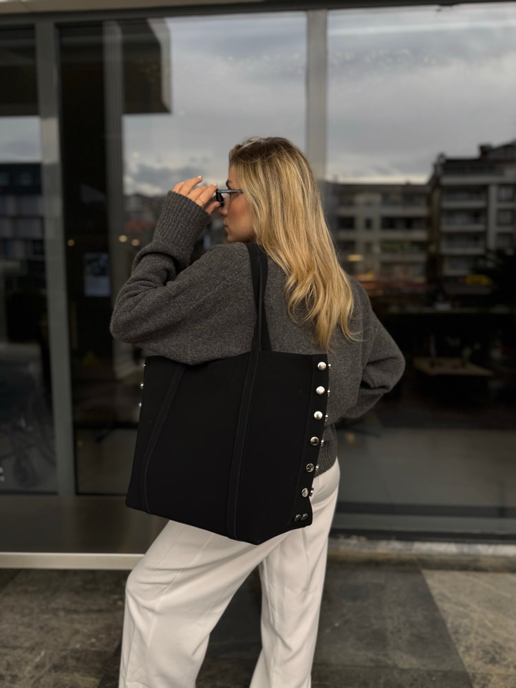 Süet Trocklu Omuz Çantası Rayne - Siyah