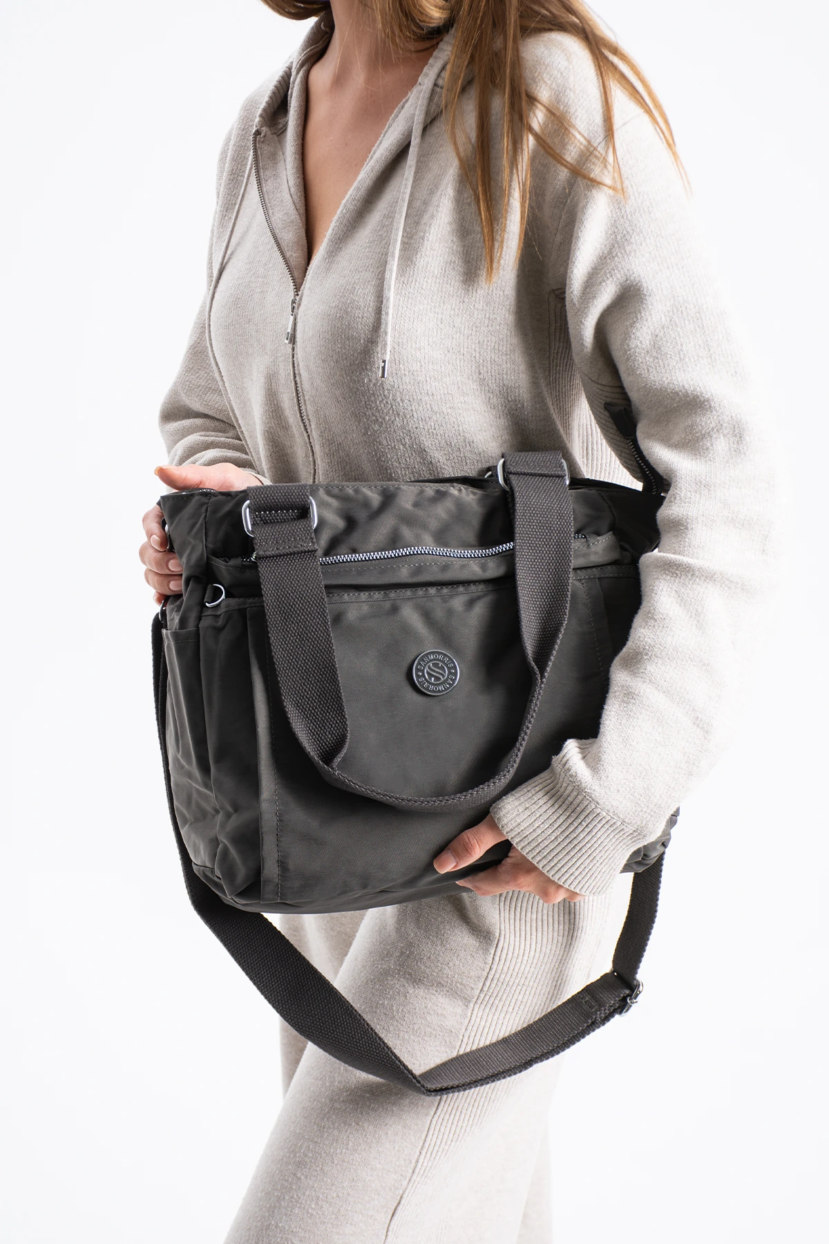 Hem Çapraz Hem Kol Kadın Çantası Gemma  - Koyu Gri