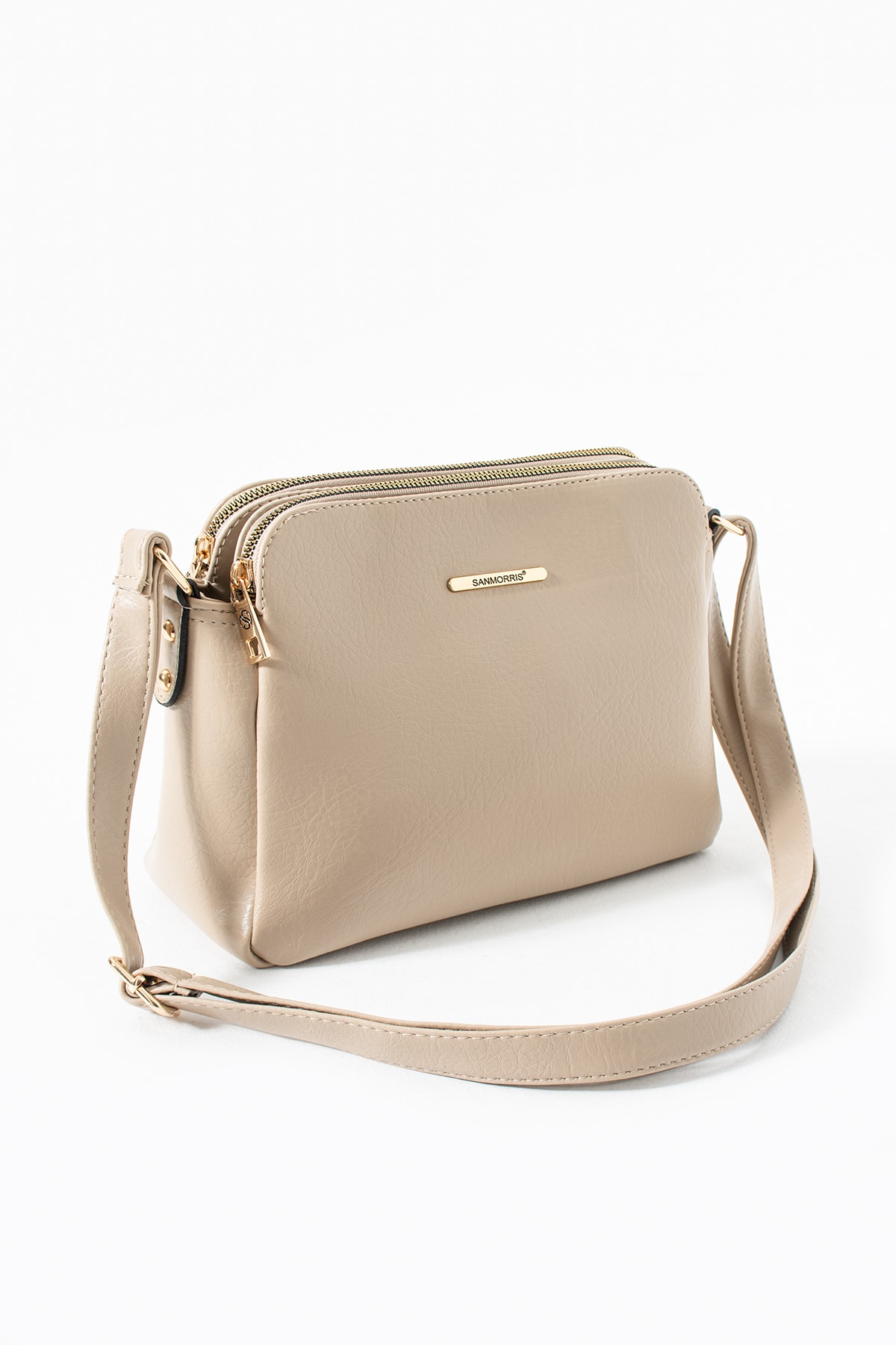 3 Bölmeli Kadın Çapraz Çanta Rafa - Mat Kum