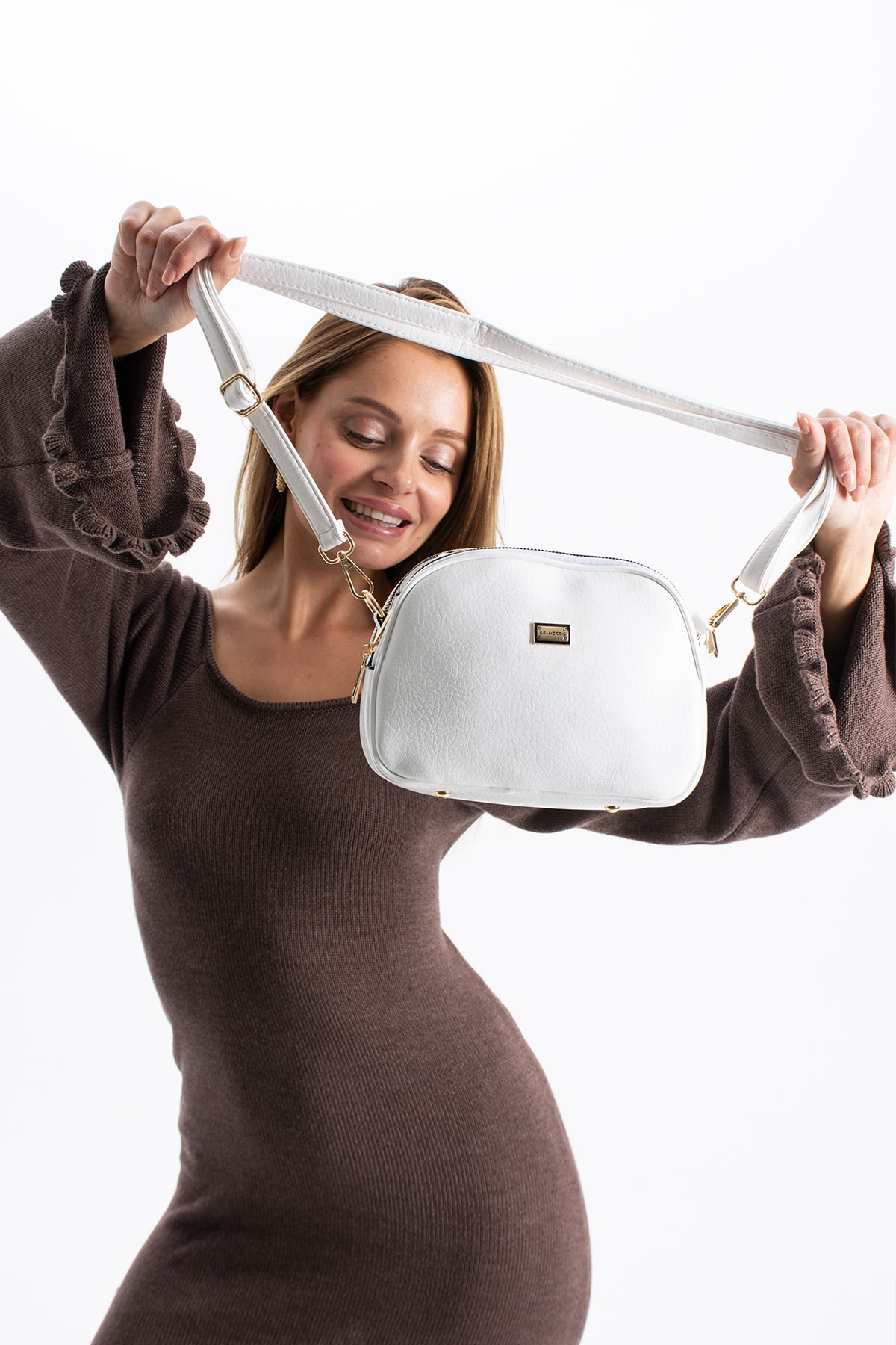 4 Bölme Çapraz Kadın Çantası Ruth 1435 - Beyaz