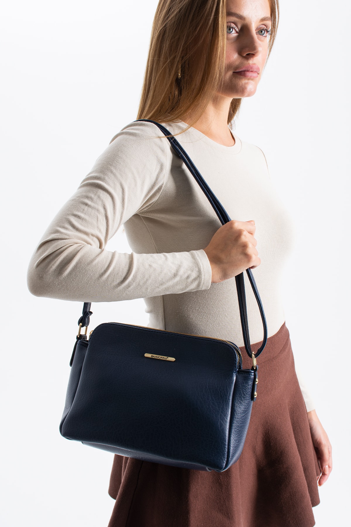 3 Bölmeli Kadın Çapraz Çanta Rafa - Lacivert