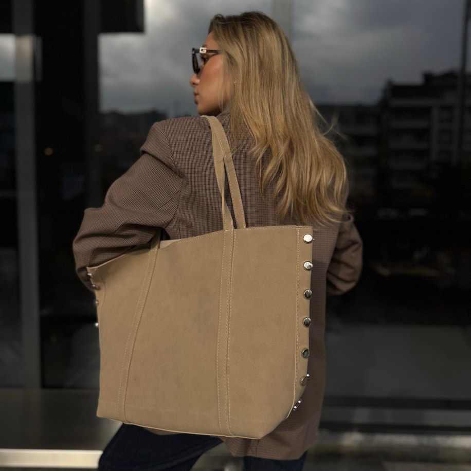 Süet Trocklu Omuz Çantası Rayne - Krem