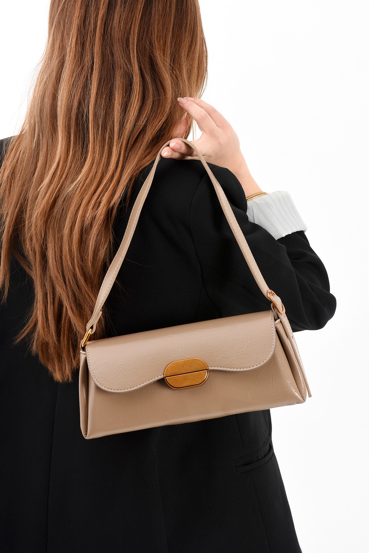 Noir Gold Tokalı Kadın Omuz Çantası BP-4857O - Koyu Vizon
