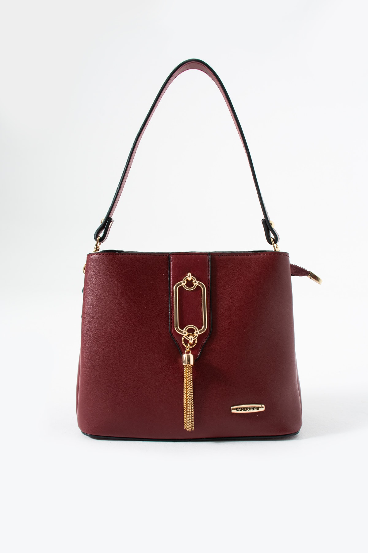 3 Bölme Diana Metal Tokalı Kol Ve Omuz Çantası - Bordo