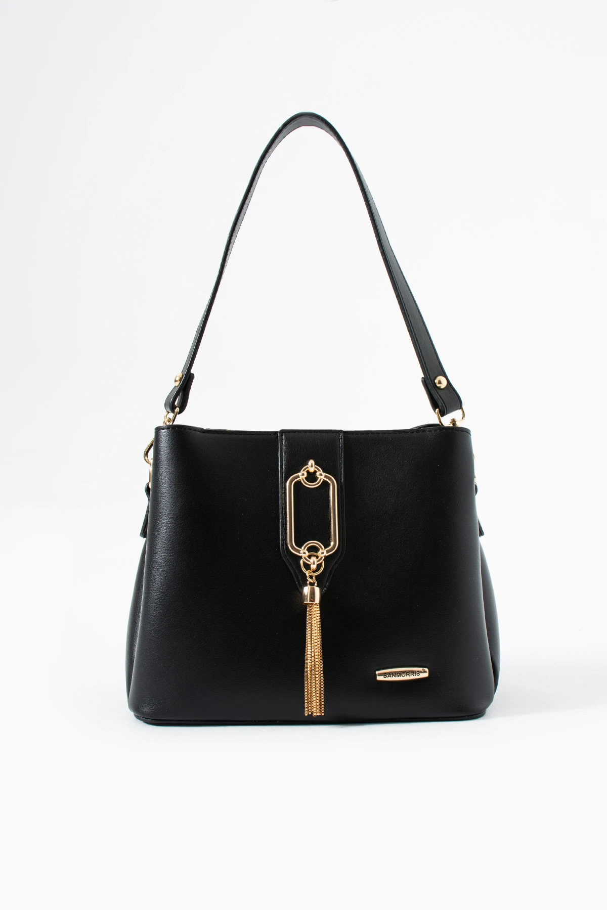 3 Bölme Diana Metal Tokalı Kol Ve Omuz Çantası - Mat Siyah