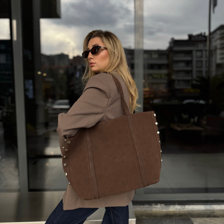 Süet Trocklu Omuz Çantası Rayne - Acı Kahve