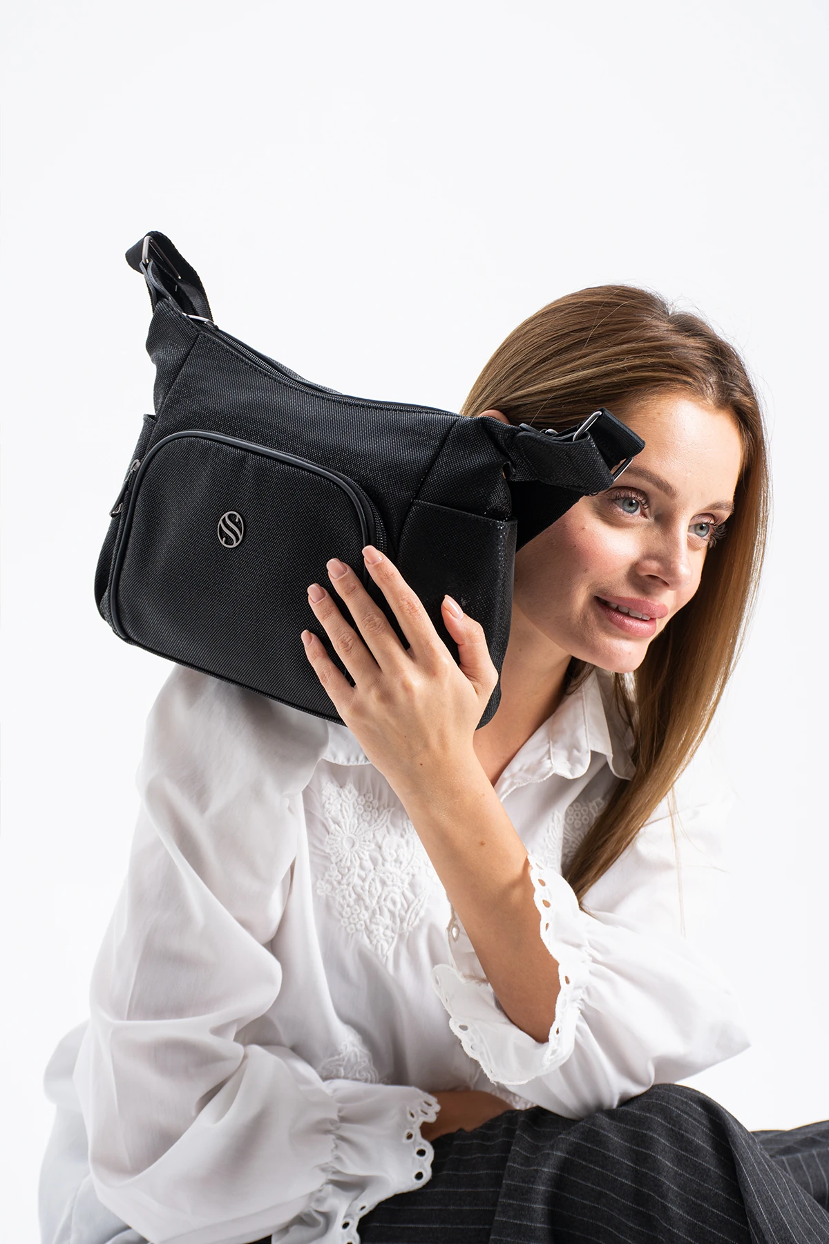 Çapraz Kol Kadın Çantası Edna - Siyah Mozaik