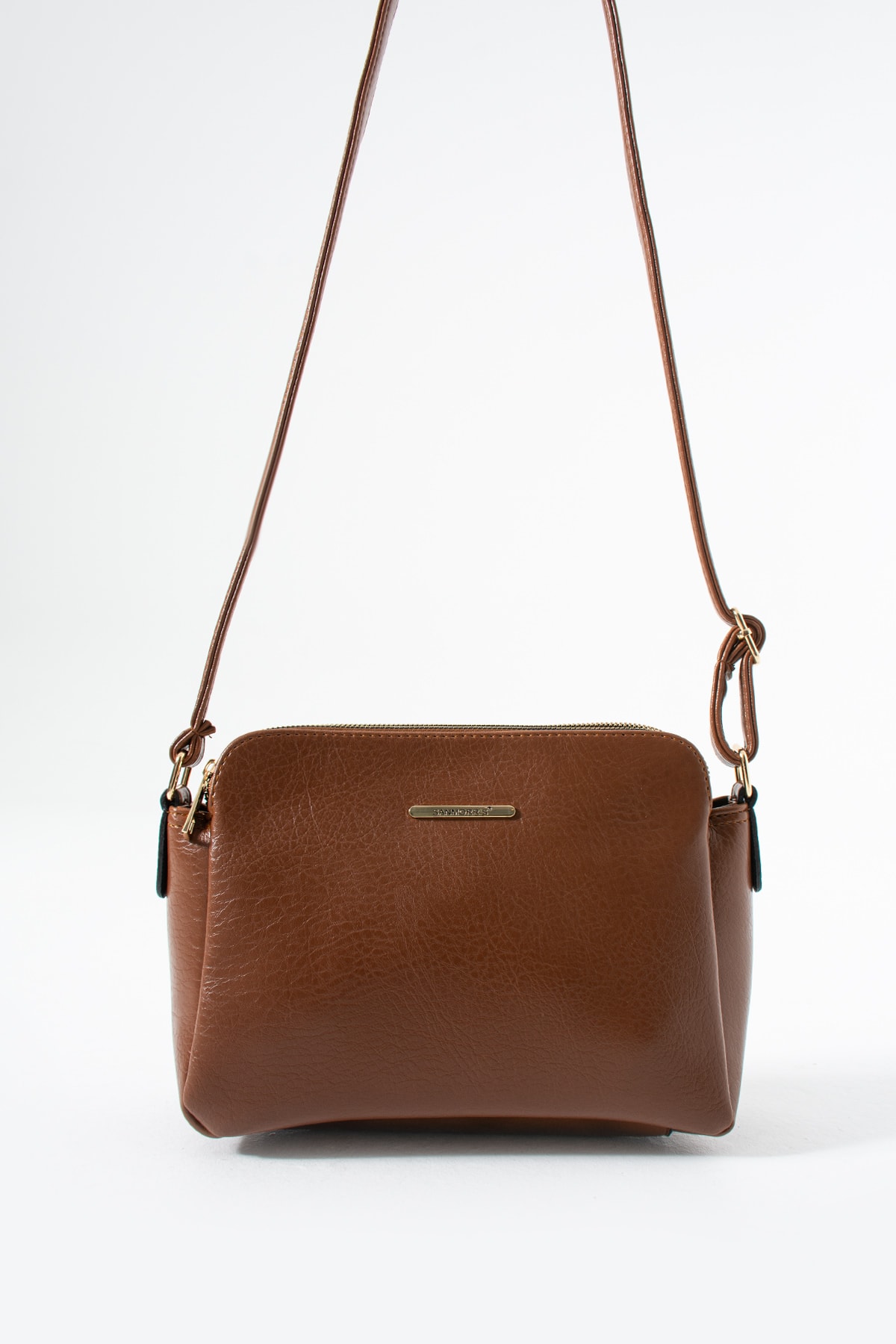 3 Bölmeli Kadın Çapraz Çanta Rafa - Taba