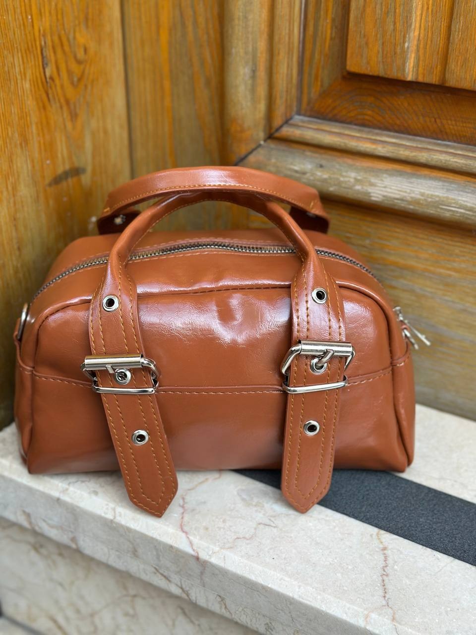 Urban Buckle Metal Tokalı  Kadın Omuz Çatası BP-4864O - Taba