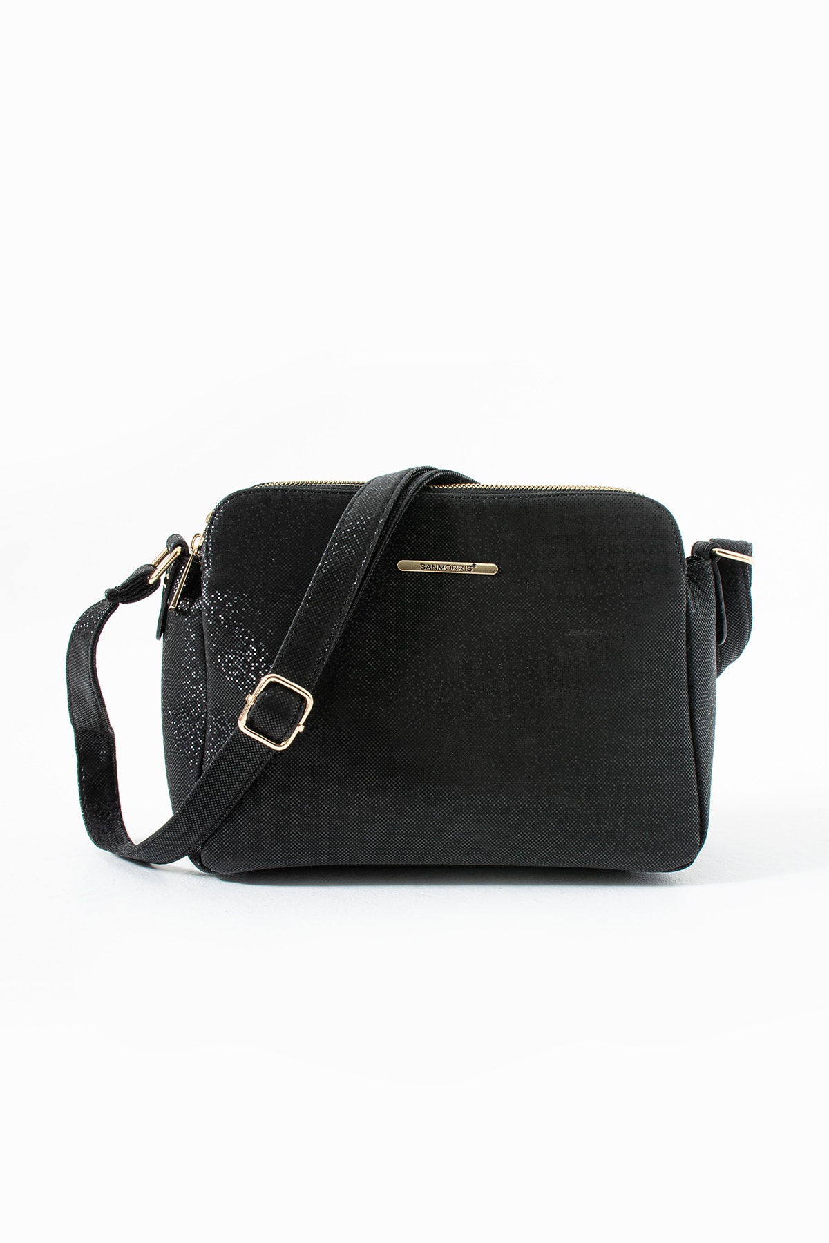 3 Bölmeli Kadın Çapraz Çanta Rafa - Siyah Mozaik