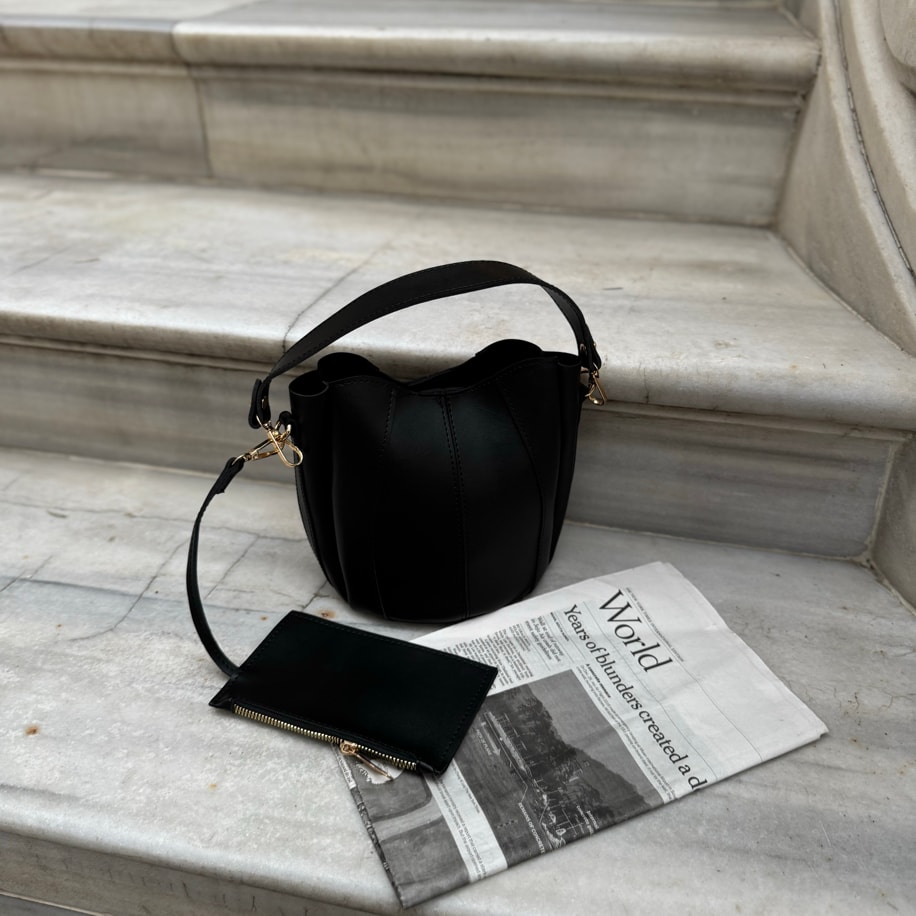 Cüzdanlı Çapraz Askılı Kadın Çantası Lenora - Siyah