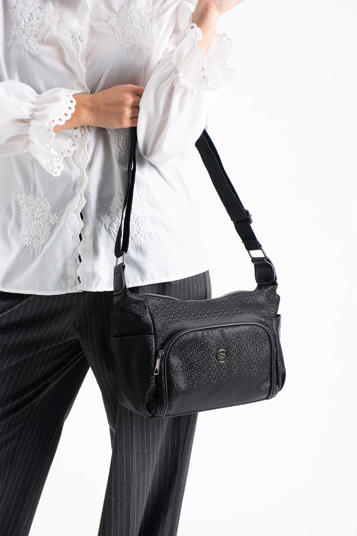 Çapraz Kol Kadın Çantası Edna - Siyah Mozaik