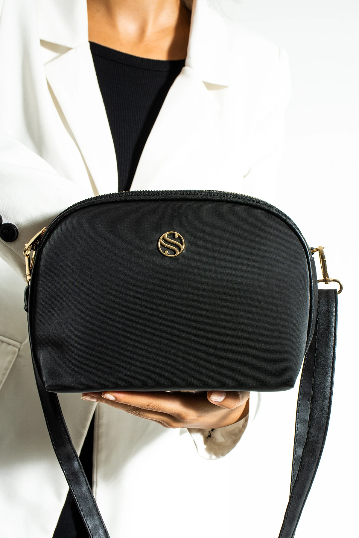 Vatikan Çapraz Kol Çantası 1298 - Saten Siyah