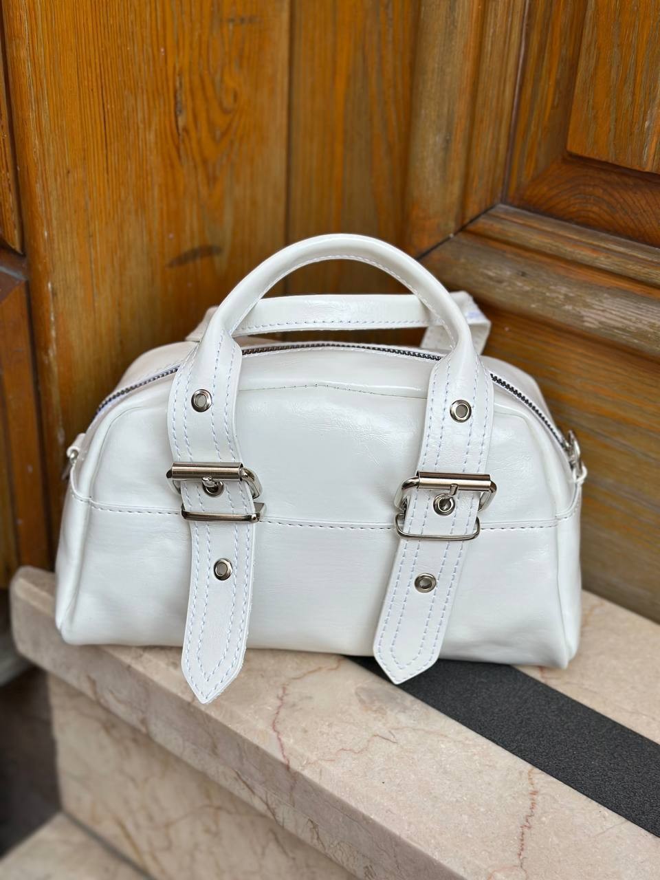 Urban Buckle Metal Tokalı  Kadın Omuz Çatası BP-4864O - Beyaz
